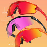 Three pairs of sunglasses with different colored lenses on a peach background, featuring the brand 'LosReyes'.