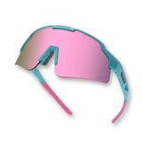 Hero angle of LosReyes Showtime vice Reversed youth performance sunglasses with pink gradient shield lens and ergonomic wrap fit built for speed, protection, and UV400 coverage.