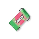  LOSREYES sour apple microbag in green and pink with lightning bolts, a microfiber sunglasses pouch