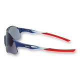 LOSREYES USA 250 Limited Drop 4th of July limited edition red white and blue sport sunglasses with blue mirror lens, side angle view
