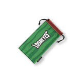  LOSREYES watermelon microbag in green rind stripes with a red interior, a microfiber sunglasses pouch