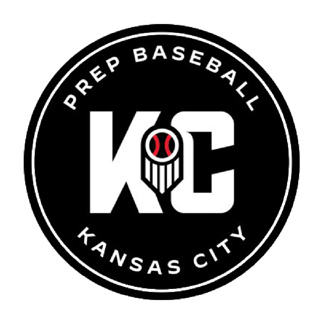 Prep Baseball Kansas City KC circular badge logo in black and white