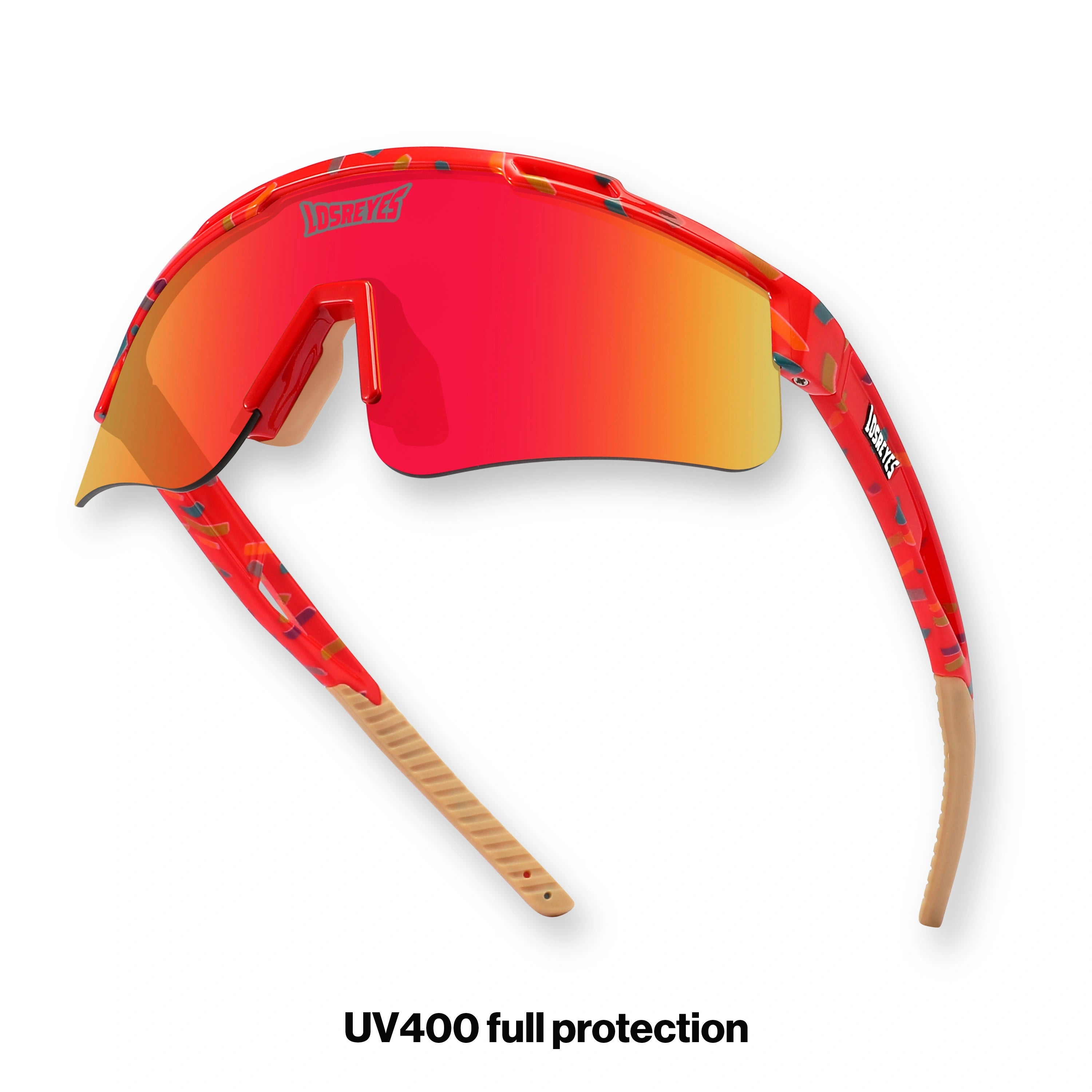 PRIME YOUTH Cream Red kids sports sunglasses from the Candy Collection with UV400 protection, lightweight TR90 frame, rubber grip ends, and replaceable lens for baseball, football, and running ages 3–12.