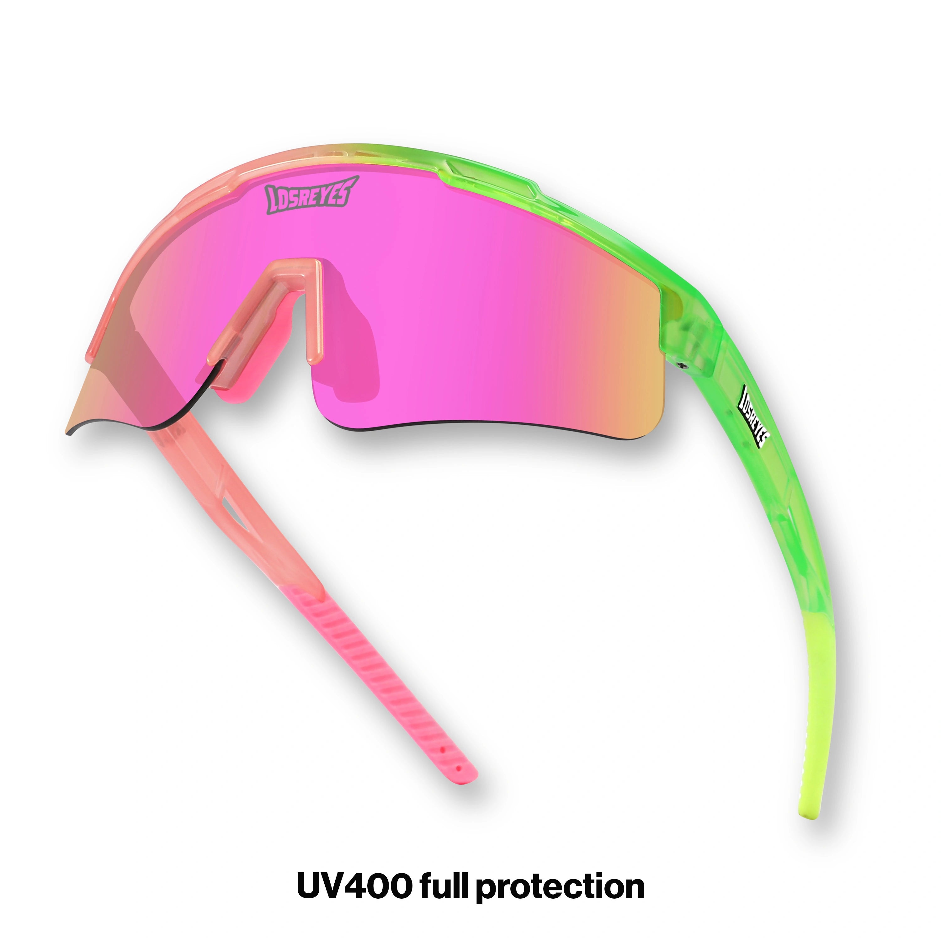 PRIME YOUTH Sour Apple kids athletic sunglasses from the Candy Collection with UV400 protection, impact-resistant TR90 frame, replaceable lens, and rubber ends that prevent slipping.