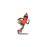 Red Crayon Sticker running with a football – dynamic athletic design from LosReyes.