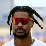 Ross500 wearing Elevate Cherry LosReyes training sunglasses with polarized UV400 lenses and durable TR90 frame, designed for high-intensity workouts and outdoor athletes.