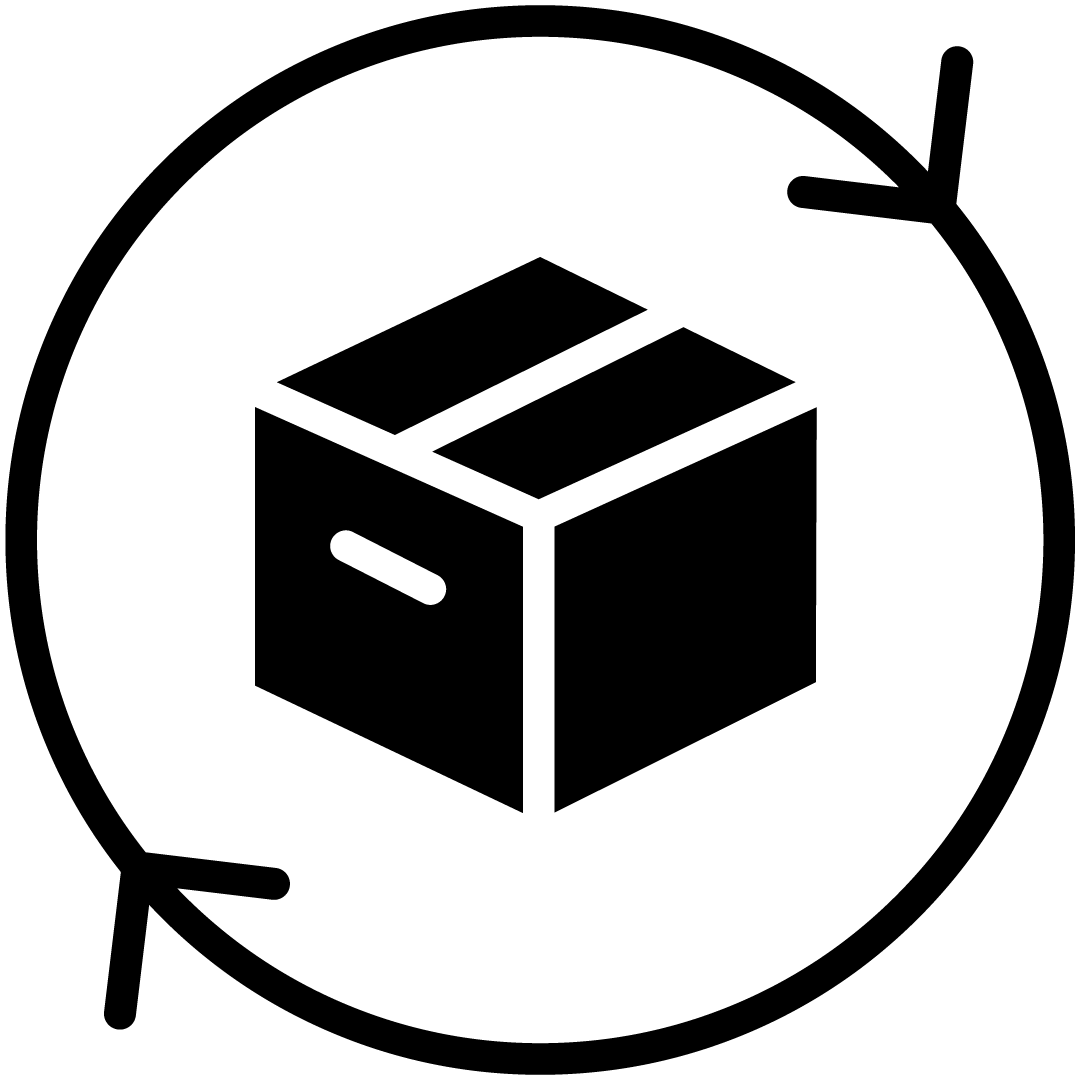 Icon of a box with circular arrows around it, symbolizing 30 days free exchange LosReyes
